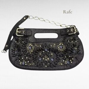 Rafe New York gunmetal gray embellished formal evening clutch purse